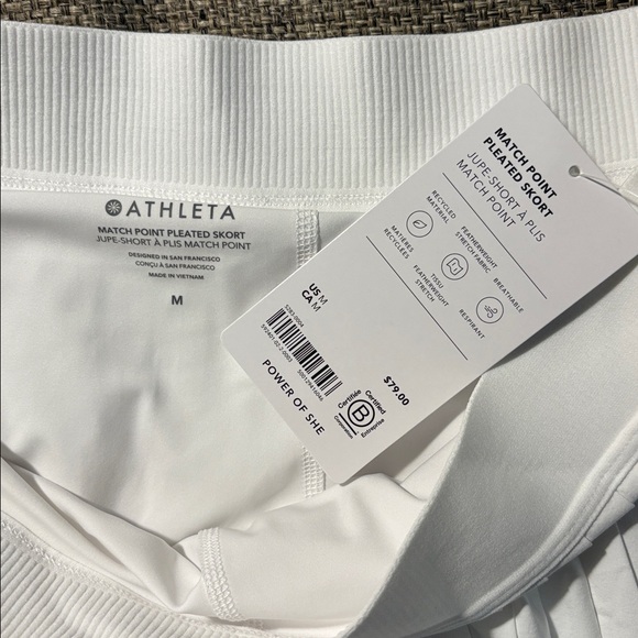Athleta Match Point Pleated Skort in White SZ M NWT - Picture 6 of 6
